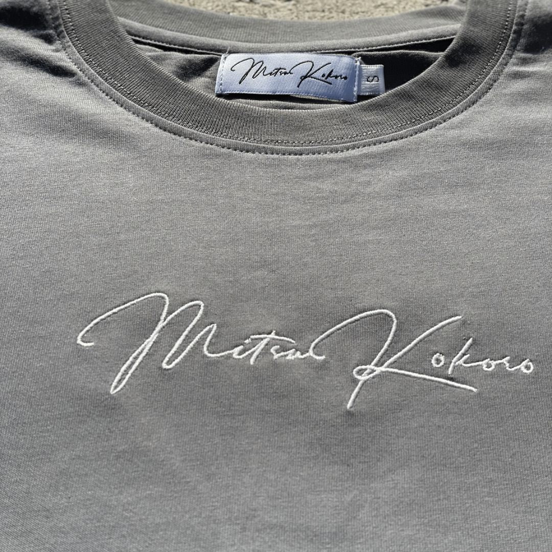 Classic Grey Embroidered Signature T-shirt